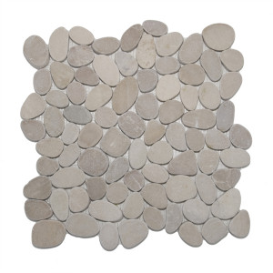 tan sliced pebble mosaic tiles