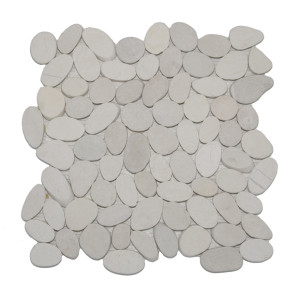 White sliced pebble mosaics