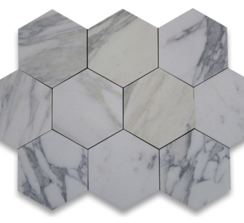 Calacatta Marble HONED 1 Inch Hexagon Mosaics