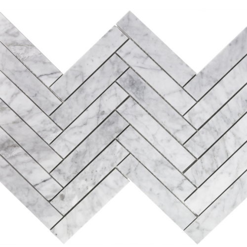 Carrara Marble HONED  1.5×6 Herringbone Mosaic