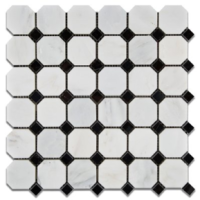 Honed Ocean White Marble Octagon with Black Dots