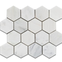 3x3 Honed Ocean White Marble Hexagons