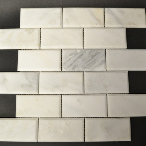 Ocean White Marble POLISHED 2×4 Beveled Mosaics